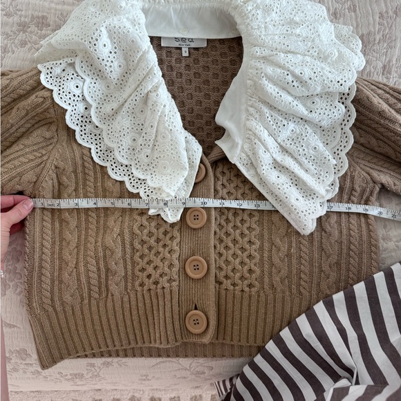 Sea New York Melanie Cardigan Sweater with Peter Pan Collar Ruffled - Picture 12 of 12